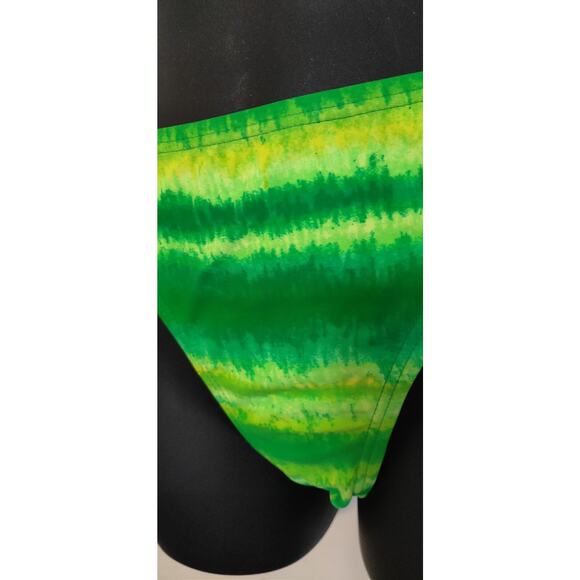 VTG Y2K No Boundaries String Bikini Womens Jrs M Neon Tie Dyed Green Yellow NWT - Picture 6 of 12